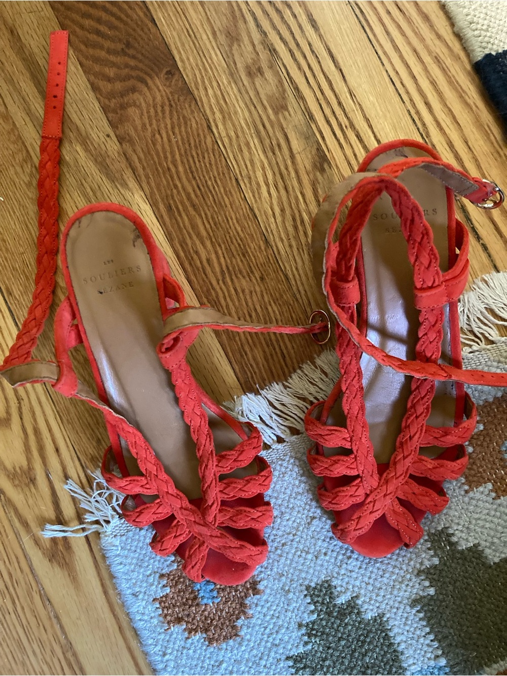 Red Sezane Lace-Up Sandals